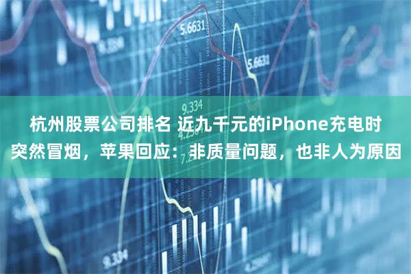 杭州股票公司排名 近九千元的iPhone充电时突然冒烟，苹果回应：非质量问题，也非人为原因