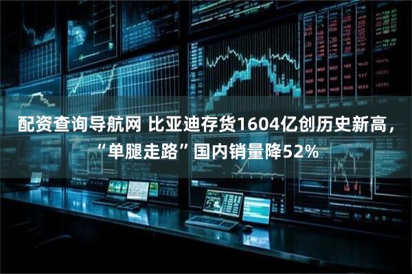 配资查询导航网 比亚迪存货1604亿创历史新高，“单腿走路”国内销量降52%